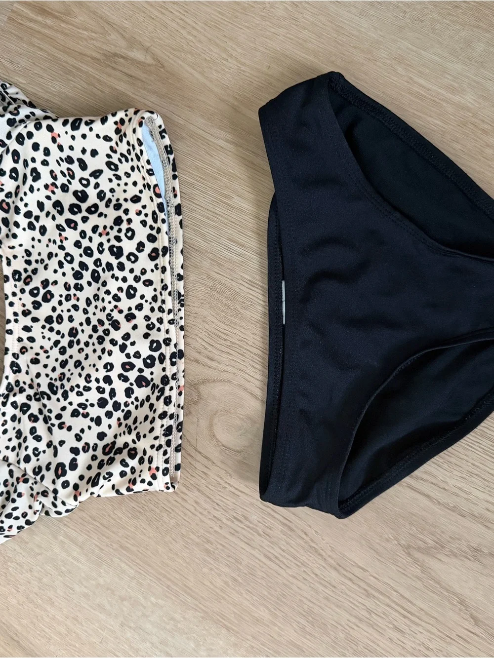 art class Girls Two-Piece Bikini Set - Black & Cream Leopard